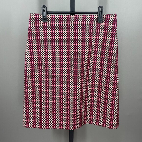 Ann Taylor Dresses & Skirts - NEW Ann Taylor Skirt Womens 8 black pink purple check plaid straight colorful